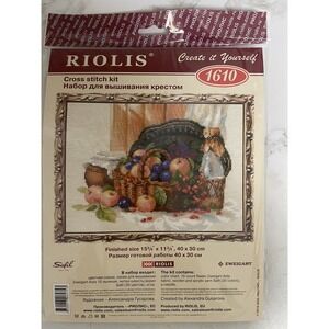 2016 RIOLIS‎ ZWIEGERT FRUIT BASKET WINE JAM STILL LIFE COUNTED CROSS STITCH KIT